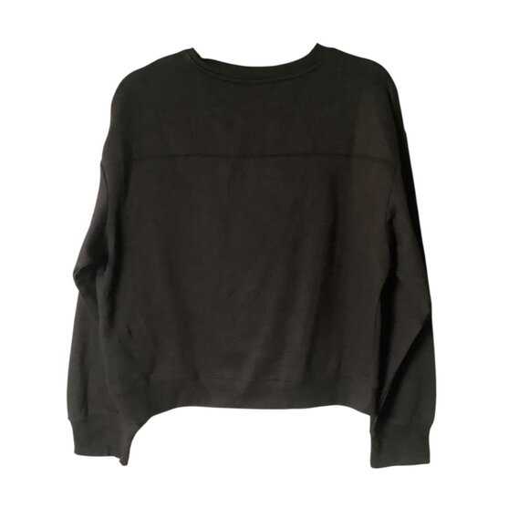 Zara Women Large Black Boxy Crop Sweatshirt Soft Comfy Pullover Basics - Picture 6 of 7